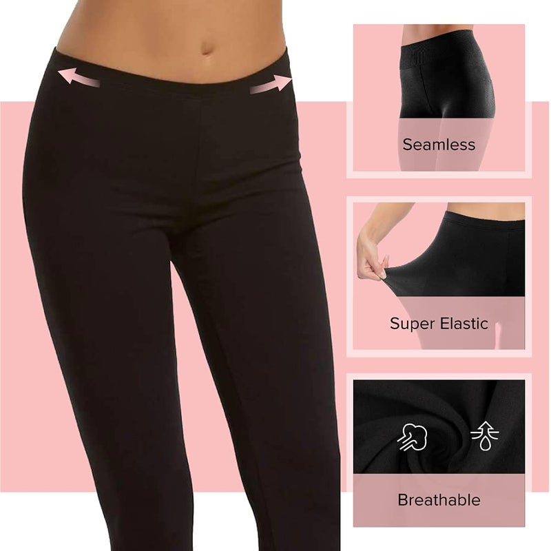 Felina Cotton Modal Leggings (2-Pack) - Medium, Black - Extra Lightweight Cotton Pajama Leggings - Image 5